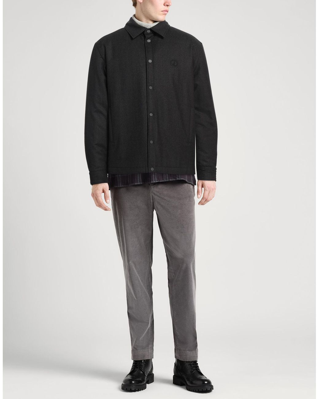 Dunhill Black Charcoal Jacket Cashmere, Elastane for men