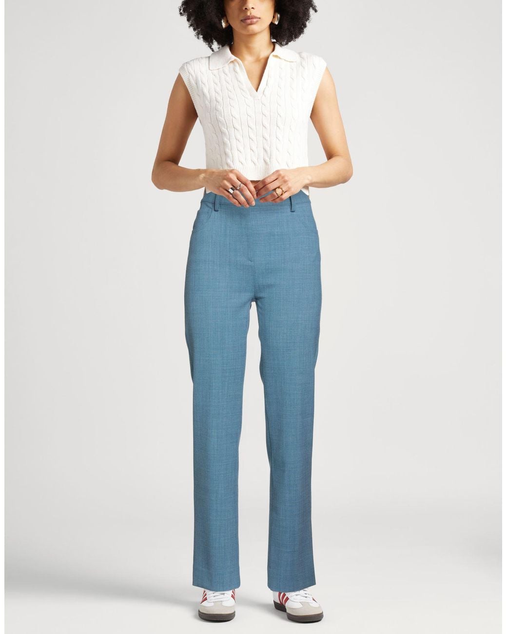 Theory Blue Pants Polyester, Wool, Elastane, Polyamide