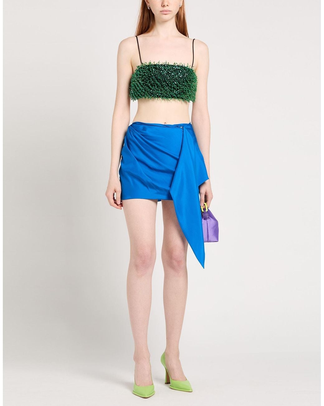 GAUGE81 Blue Satin Pencil Mini Skirt