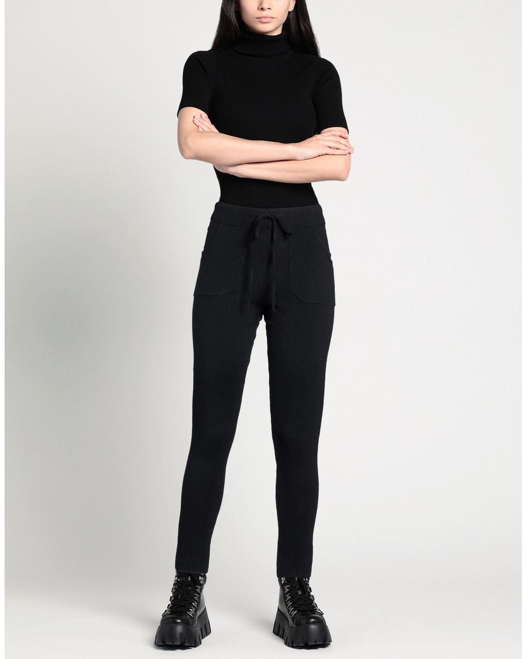 Cashmere Company Black Pants Wool, Cashmere
