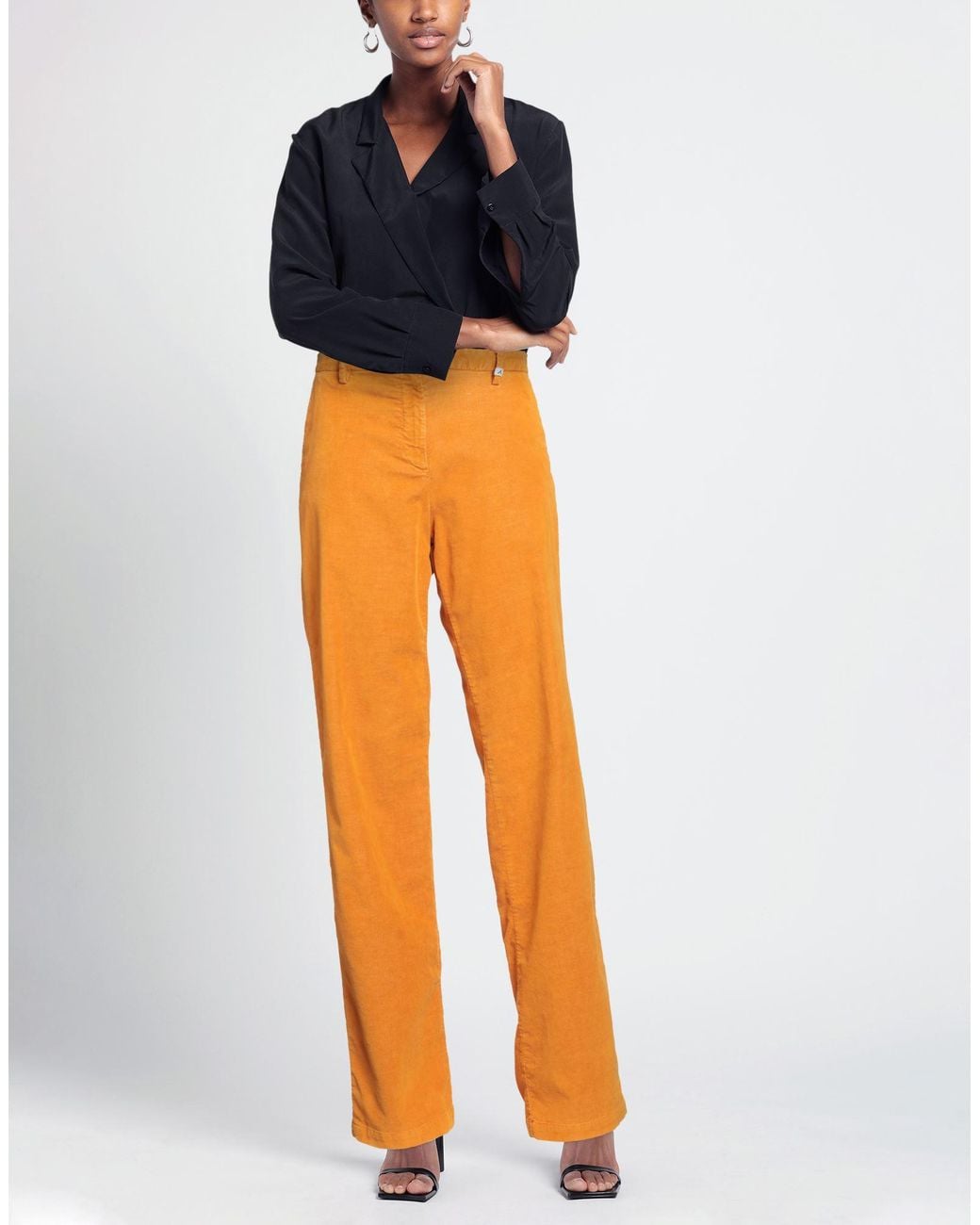 Myths Orange Pants Cotton, Polyester, Elastane