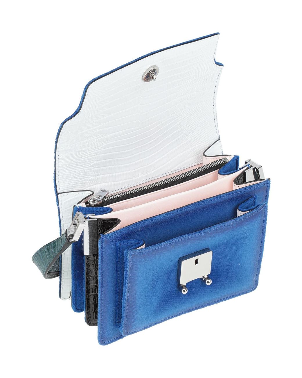 Marni Blue Cross-Body Bag Cotton, Synthetic Fibers, Cow Leather, Brass, Shearling