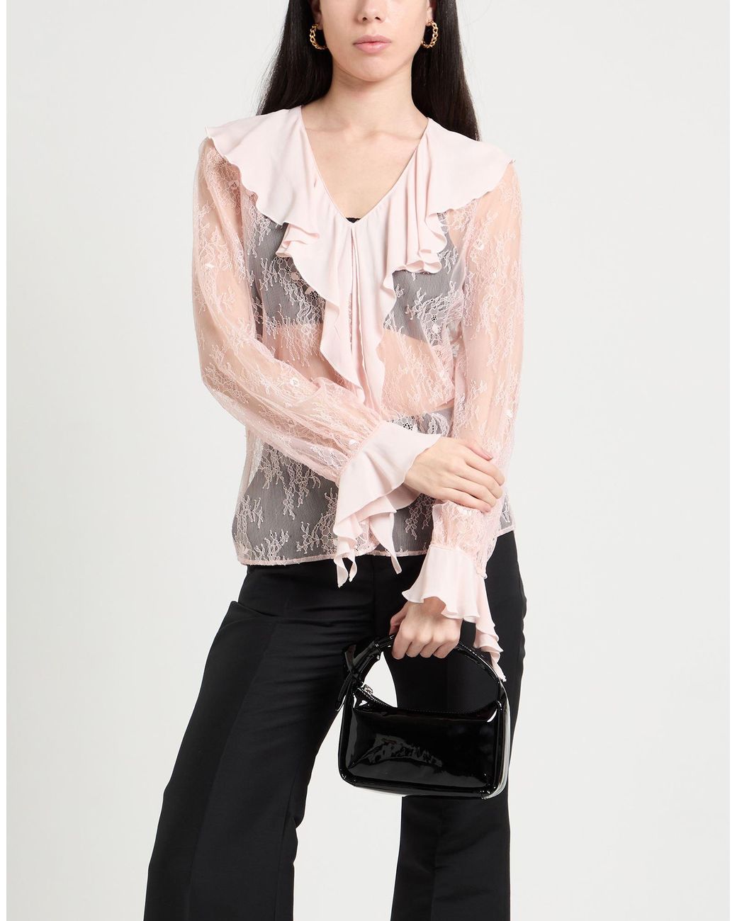 Pinko Pink Top Polyamide, Acetate, Silk