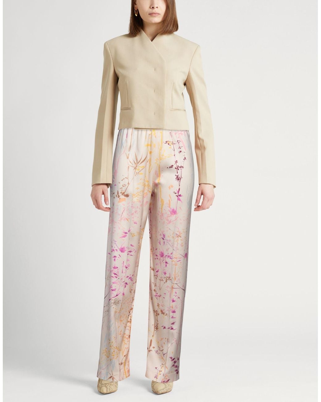 Agnona Pink Pants Silk, Elastane