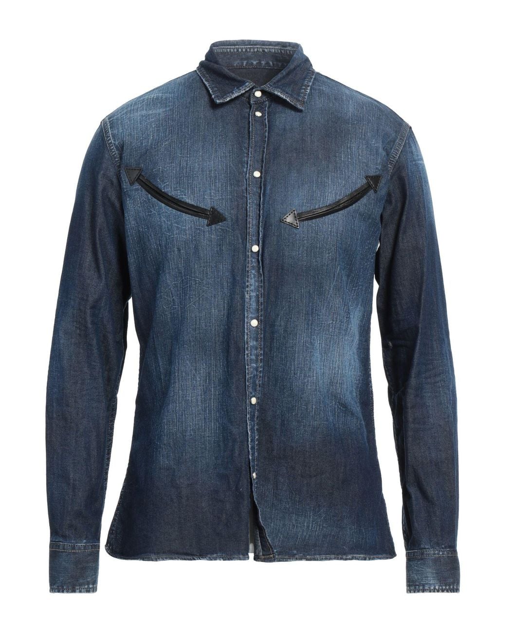 DSquared² Blue Denim Shirt Cotton, Elastane, Cow Leather for men