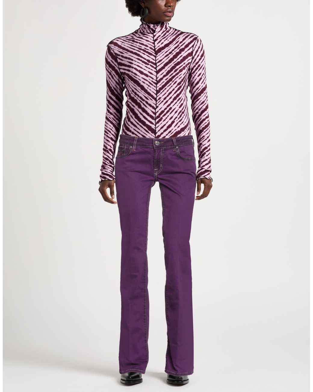 Jacob Cohen Purple Pants Cotton, Elastane