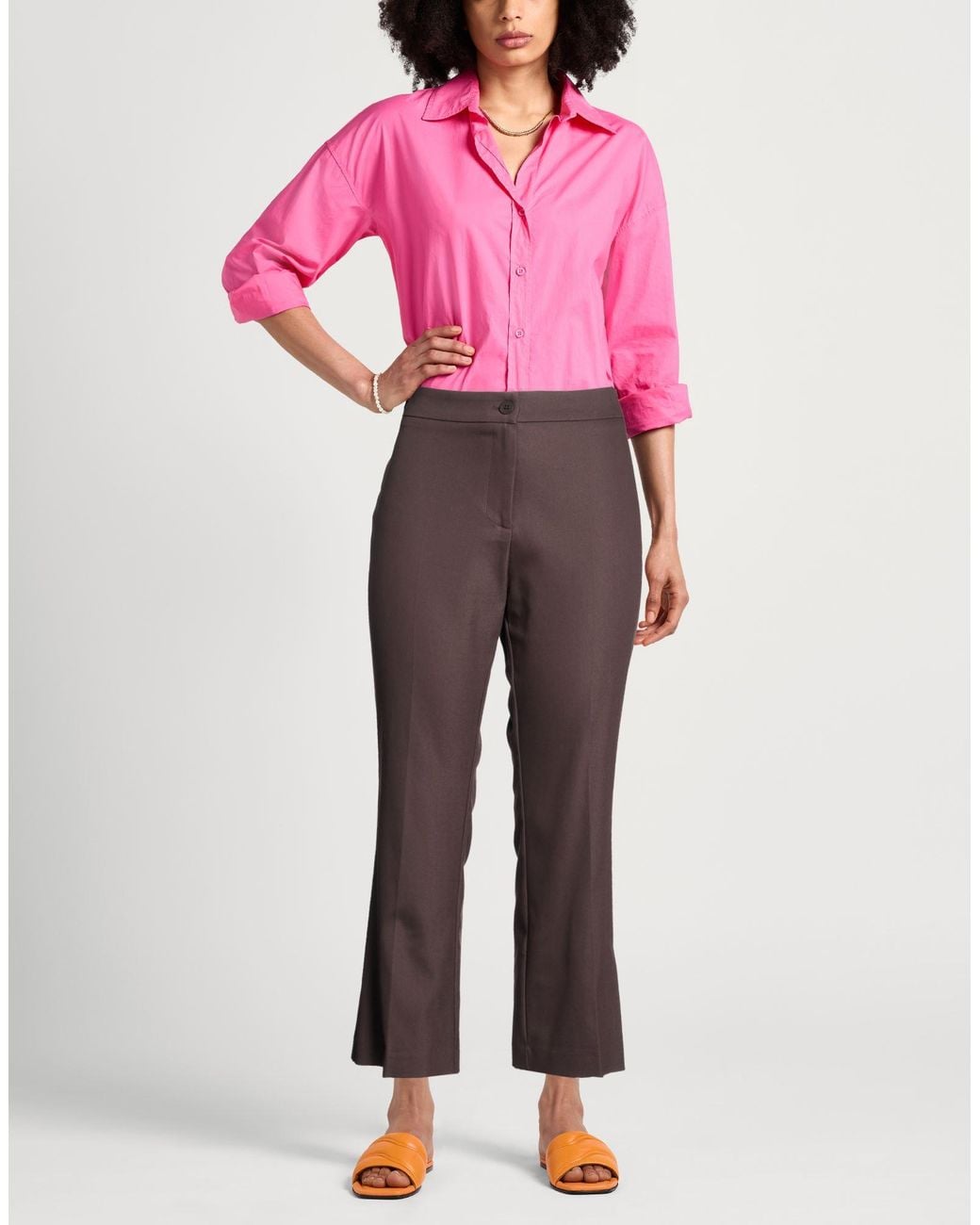Caractere Brown Pants Cotton, Polyamide, Elastane