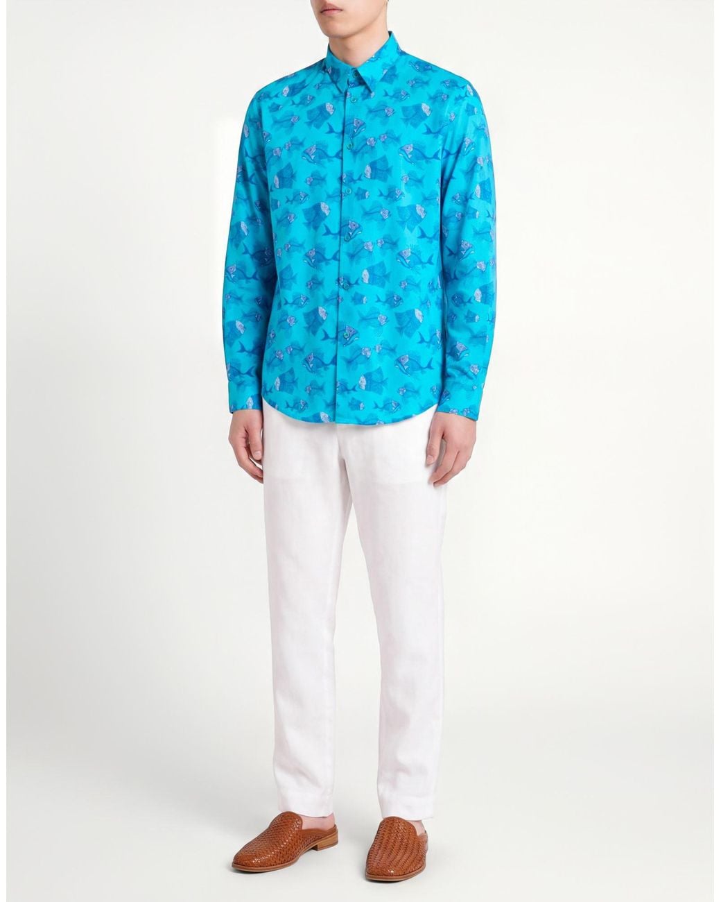 Vilebrequin Blue Azure Shirt Cotton for men