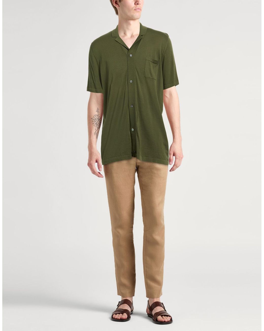 Drumohr Green Military Shirt Cotton for men