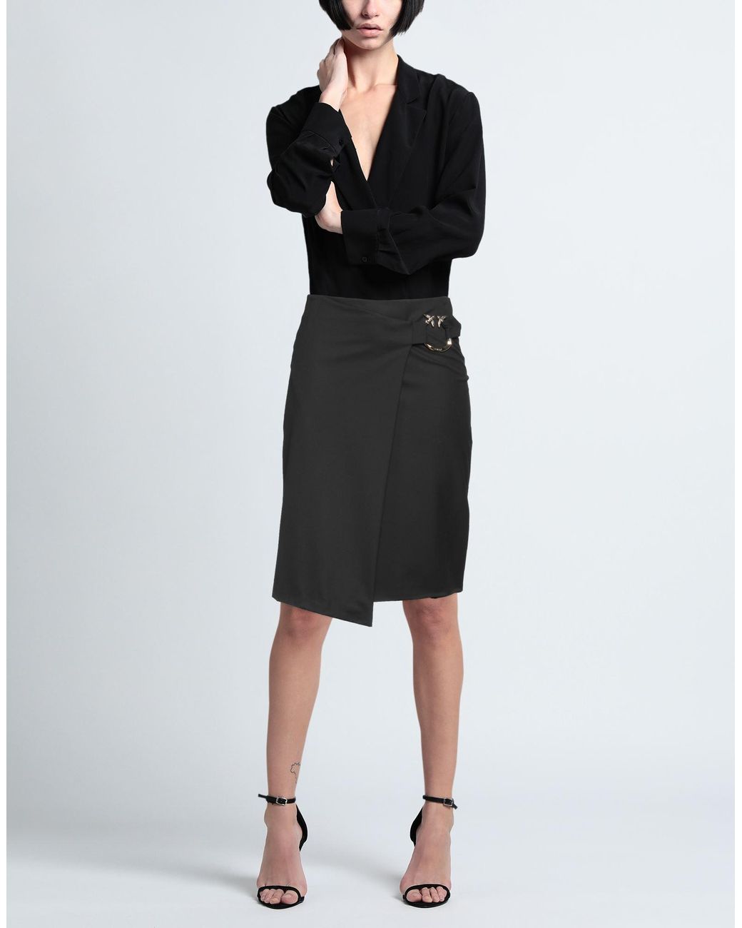 Pinko Black Midi Skirt Polyester, Viscose, Elastane