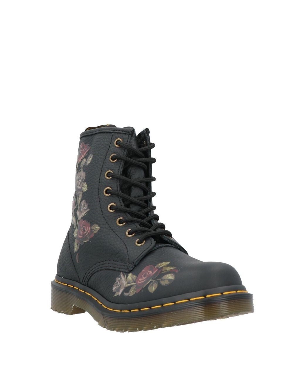 Dr. Martens Black 1460 Decayed Roses Classic Tumbled Nappa Ankle Boots Leather