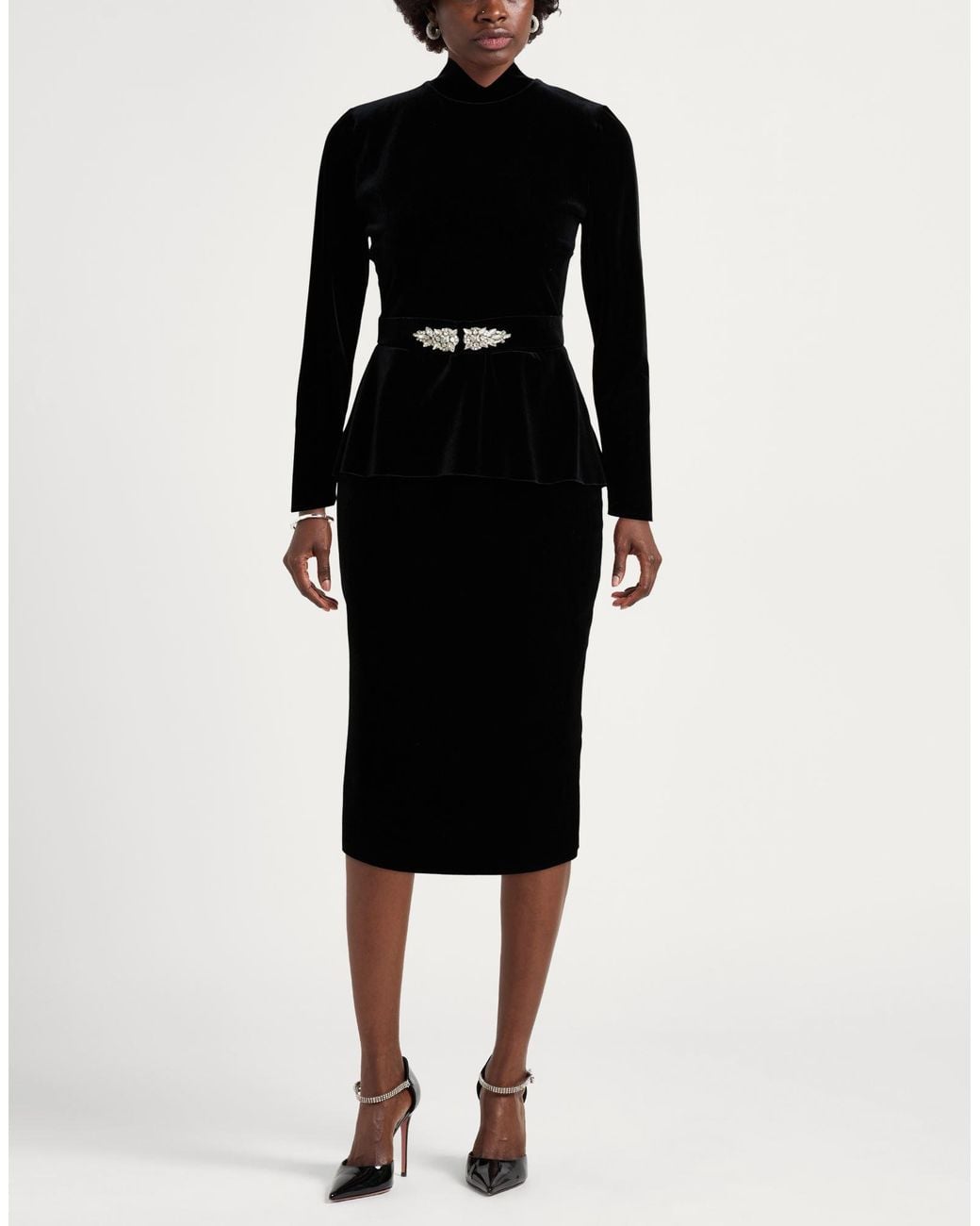 La Petite Robe Di Chiara Boni Black Midi Dress Polyester, Polyamide, Elastane