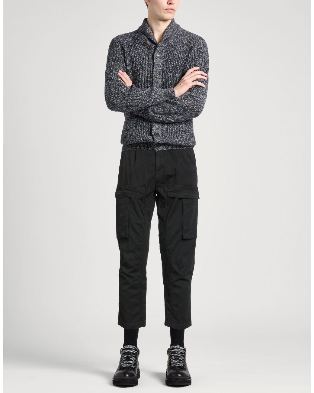 Paolo Pecora Black Pants Cotton, Elastane for men