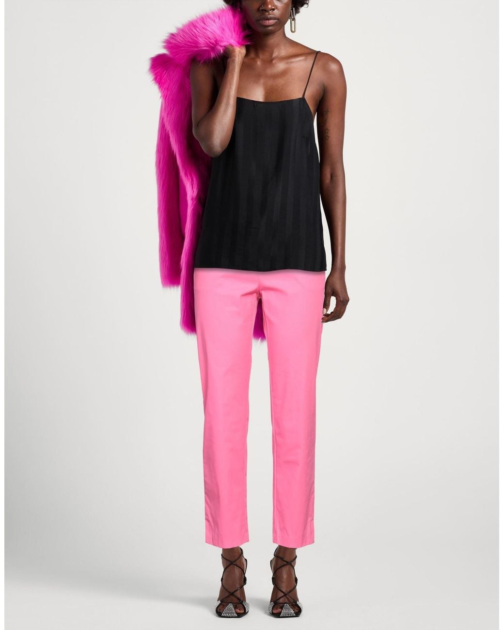 Suoli Pink Fuchsia Pants Cotton, Elastane