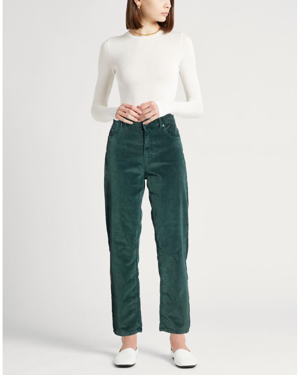 PT Torino Green Pants Cotton, Lyocell, Elastane
