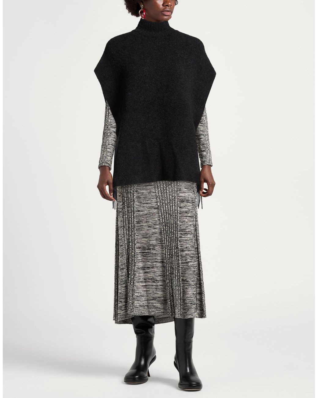 Maliparmi Black Charcoal Turtleneck Wool, Polyamide, Elastane