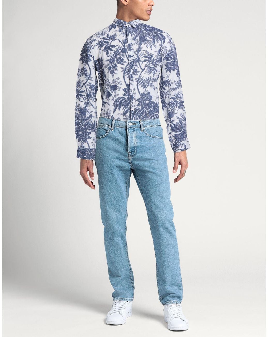 40weft Blue Shirt Linen for men