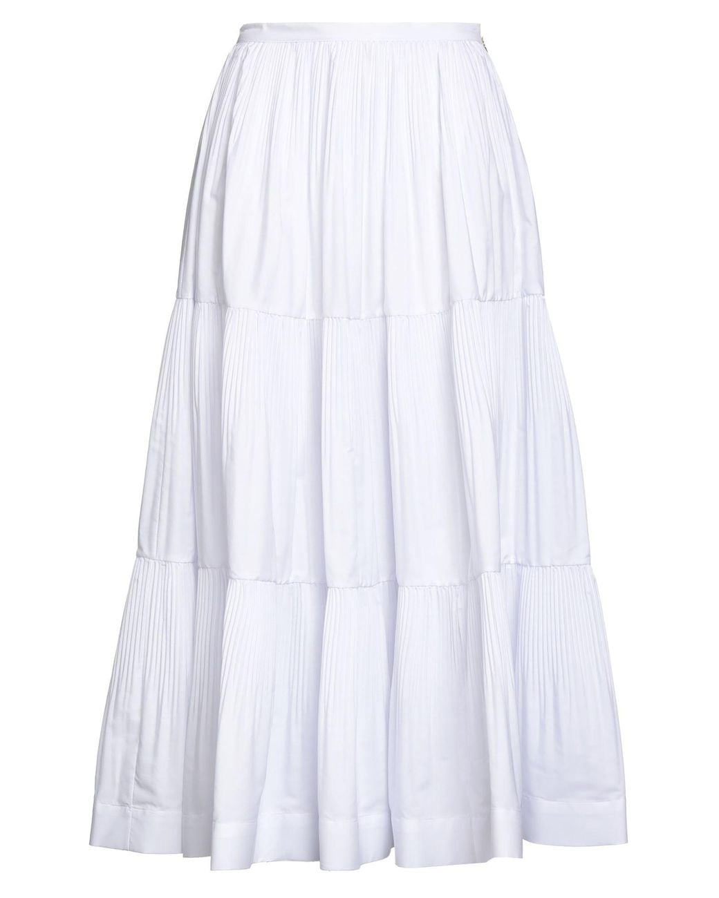 Patrizia Pepe White Midi Skirt Cotton, Polyester