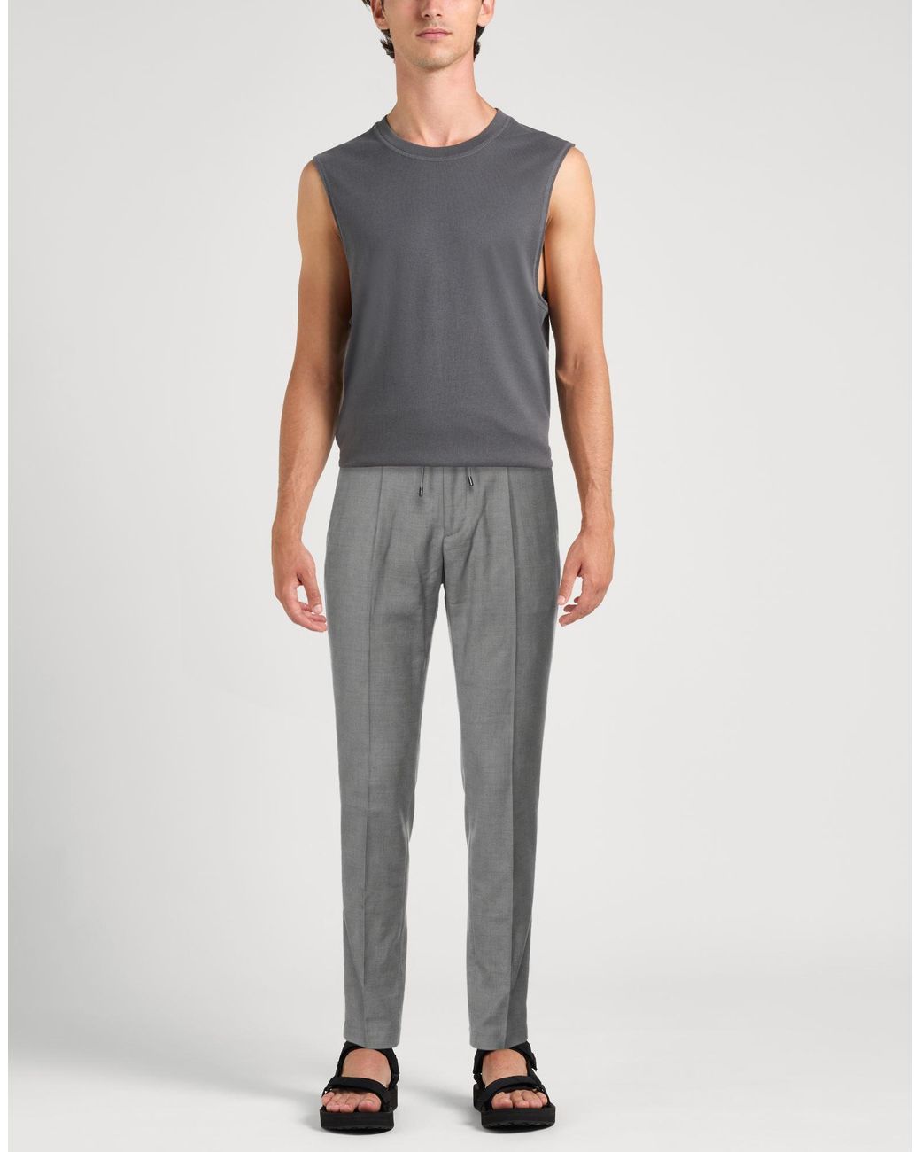 Paoloni Gray Pants Virgin Wool, Elastane for men
