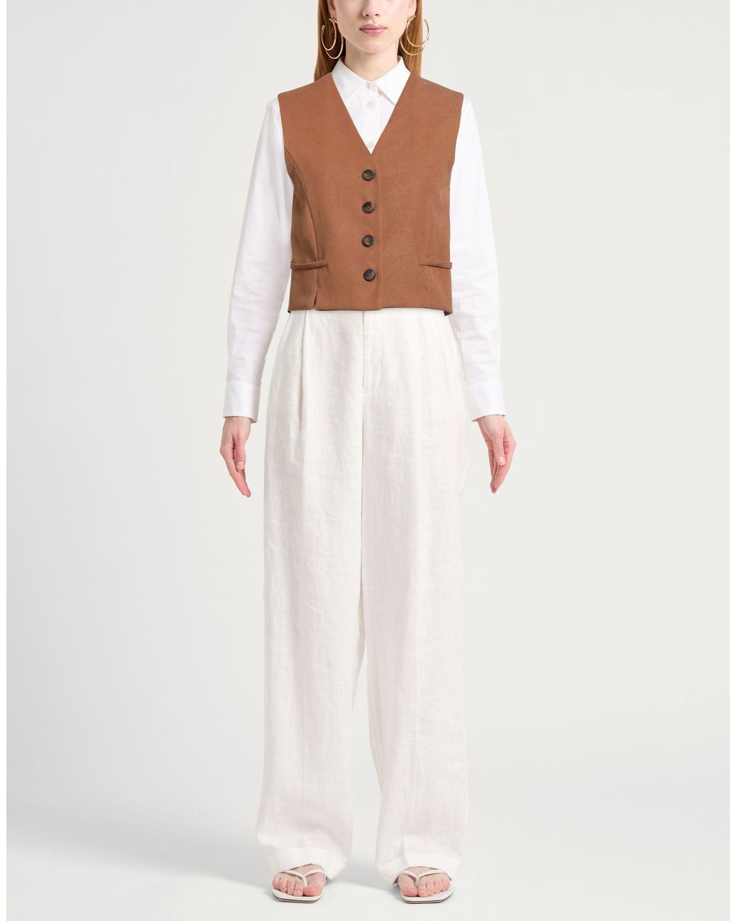 Dixie Natural Camel Tailored Vest Polyester, Elastane