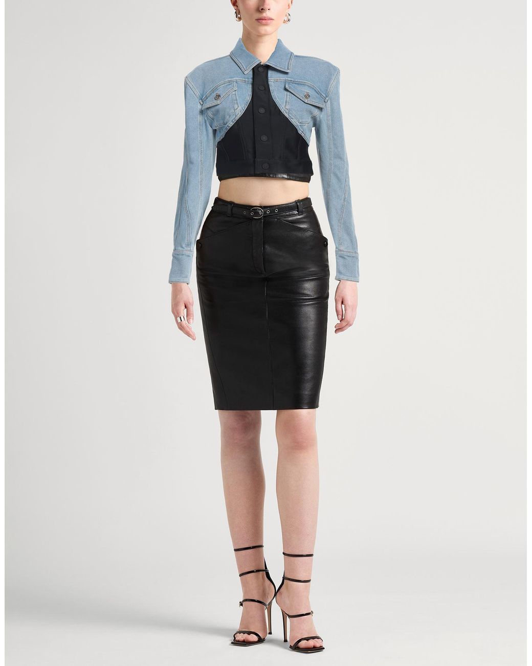Mugler Blue Denim Outerwear Cotton, Elastomultiester