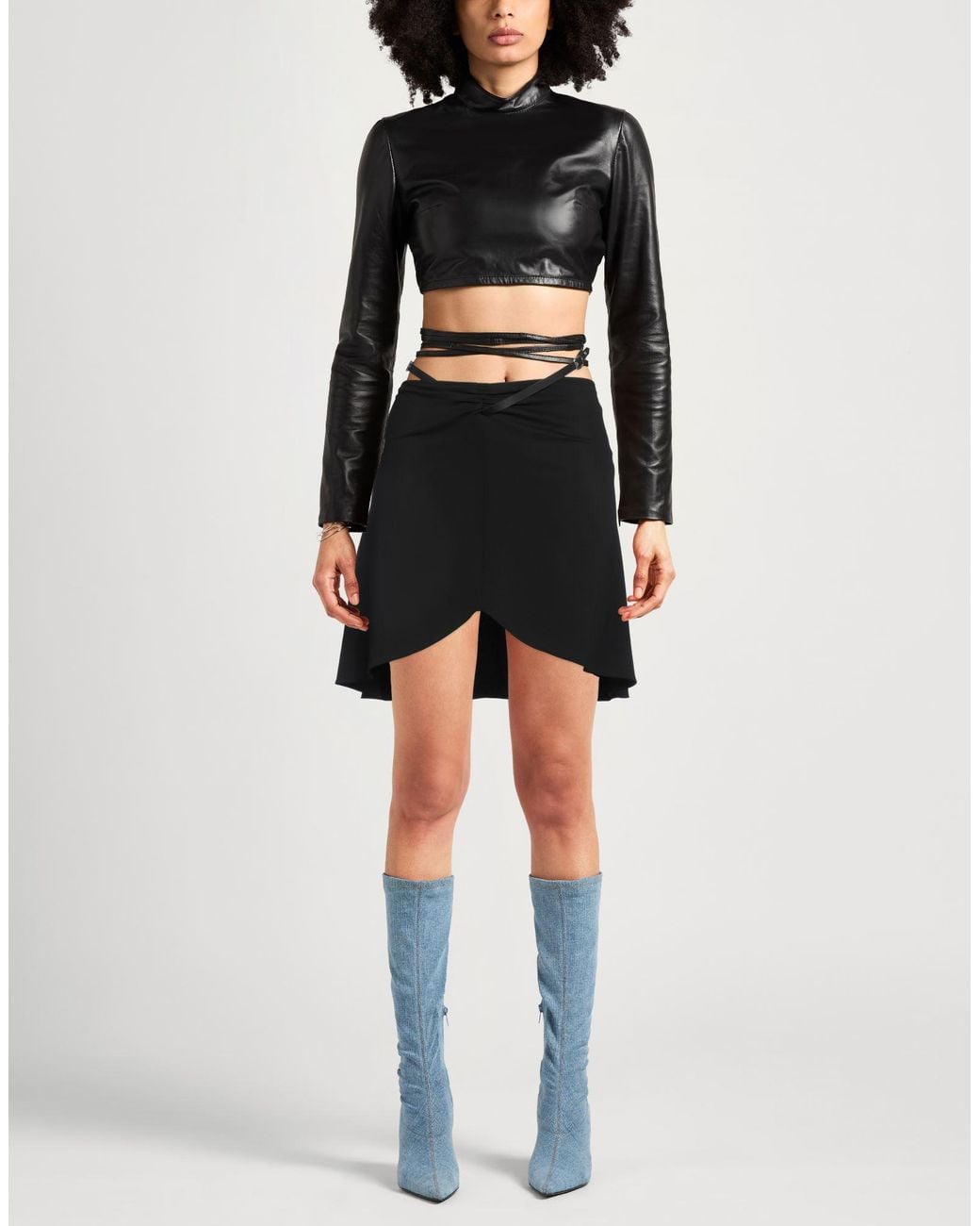 Courreges Black Mini Skirt Viscose, Elastane