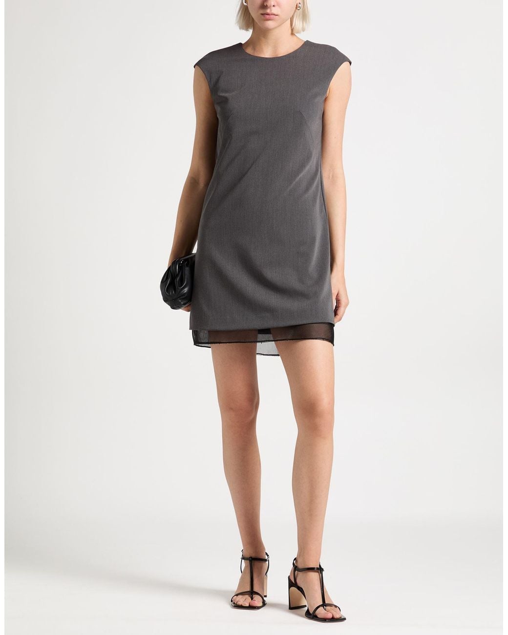 Alpha Studio Gray Charcoal Mini Dress Polyester, Viscose, Wool, Elastane