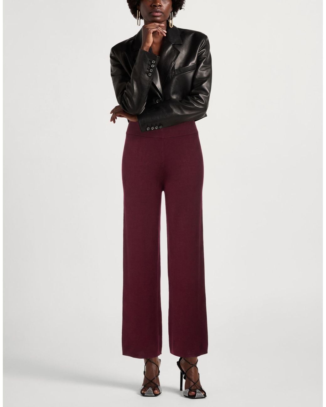 Alpha Studio Red Burgundy Pants Virgin Wool