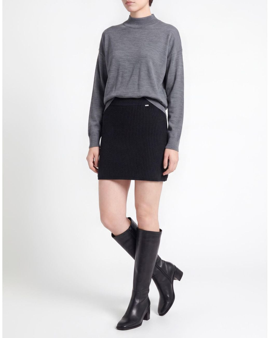 Sportmax Black Mini Skirt Wool, Cashmere