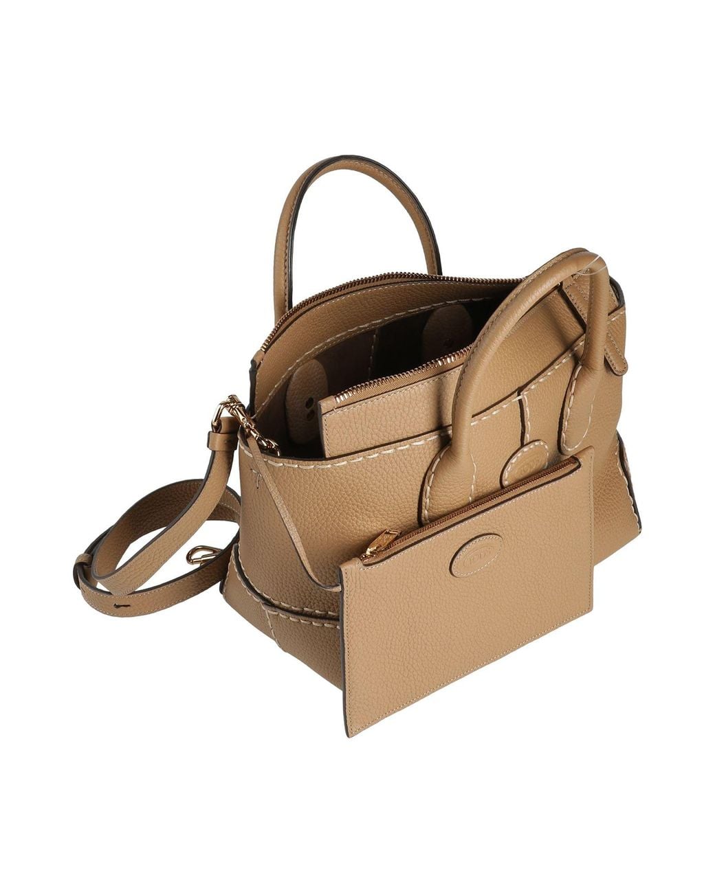 Tod's Natural Taupe Handbag Leather