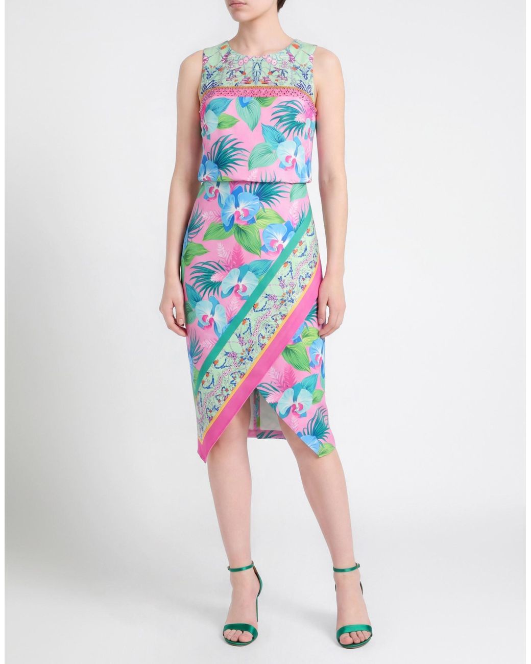 Gai Mattiolo Blue Love To Love Midi Dress Polyester, Lycra