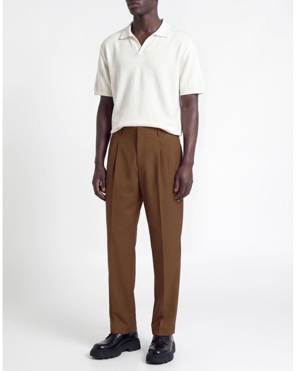 Lardini Brown Khaki Pants Virgin Wool, Mohair Wool for men