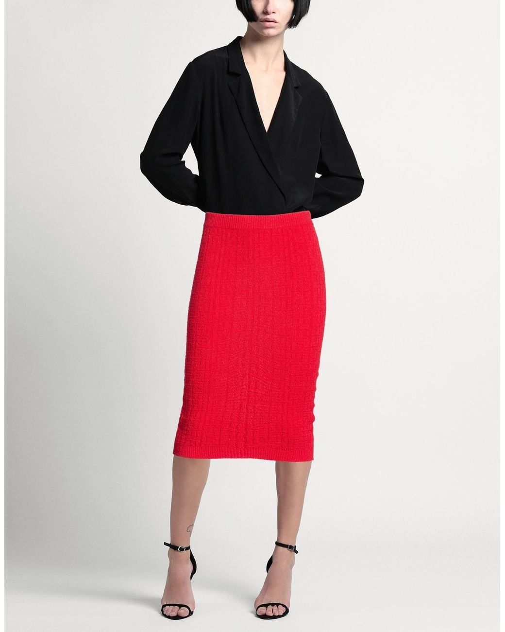 W Les Femmes By Babylon Red Midi Skirts