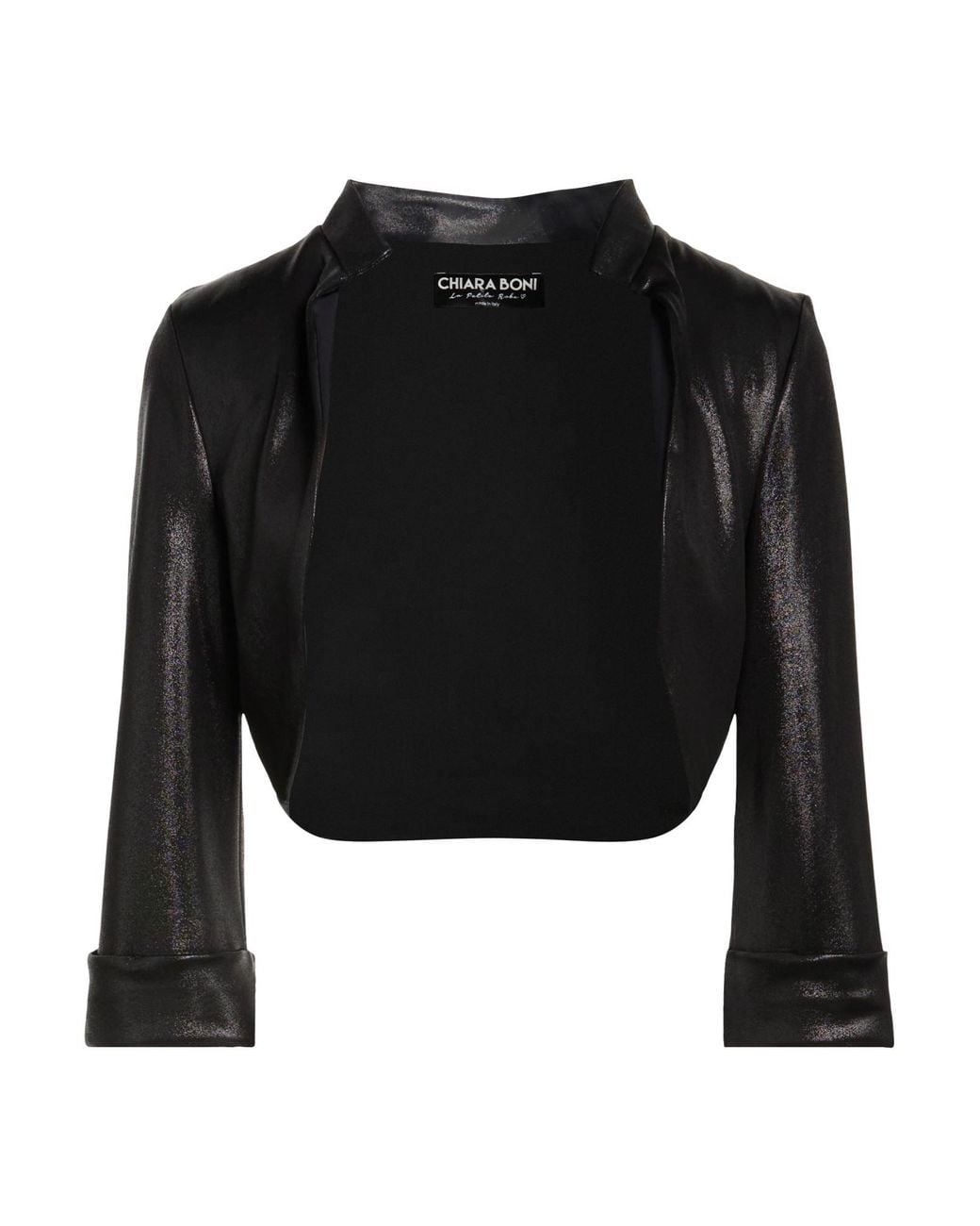 La Petite Robe Di Chiara Boni Black Jacket Polyester, Viscose, Polyamide, Metallic Polyester, Elastane