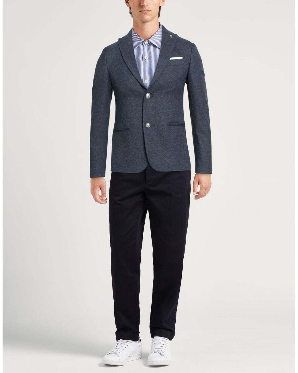Daniele Alessandrini Blue Blazer Polyester, Viscose, Elastane for men