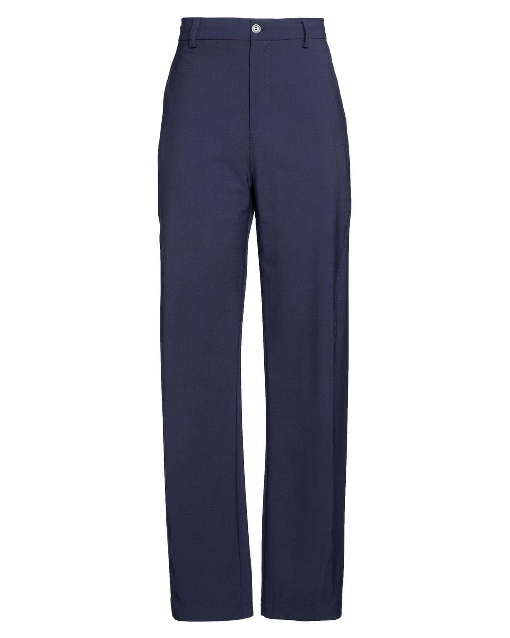 Semicouture Blue Pants Polyester, Virgin Wool, Elastane