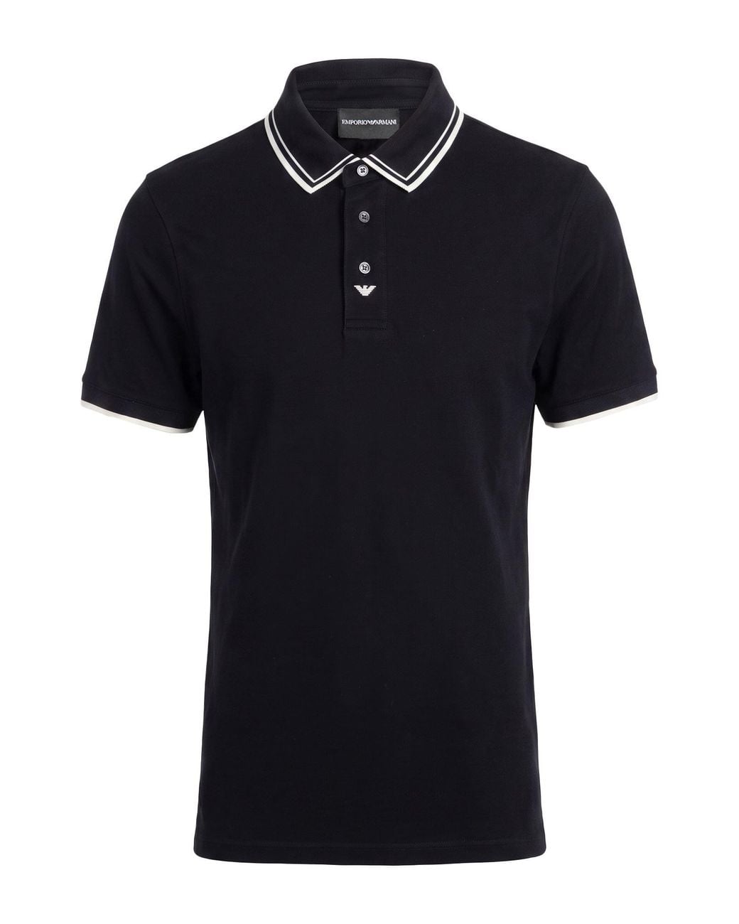 Emporio Armani Black Polo Shirt Cotton for men