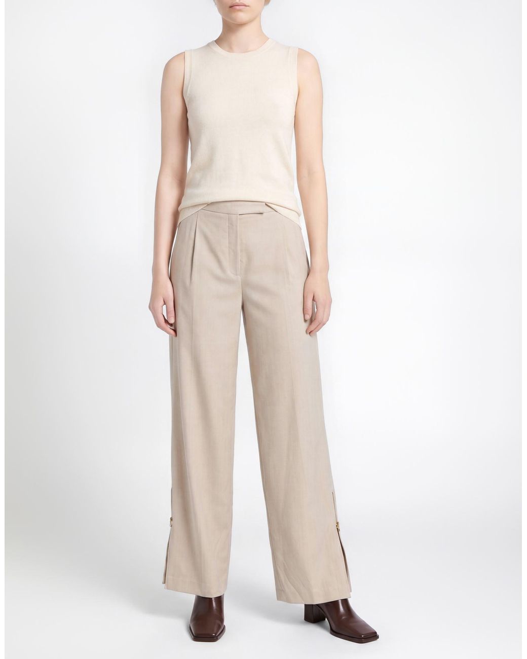 Semicouture White Pants Viscose, Polyamide, Elastane