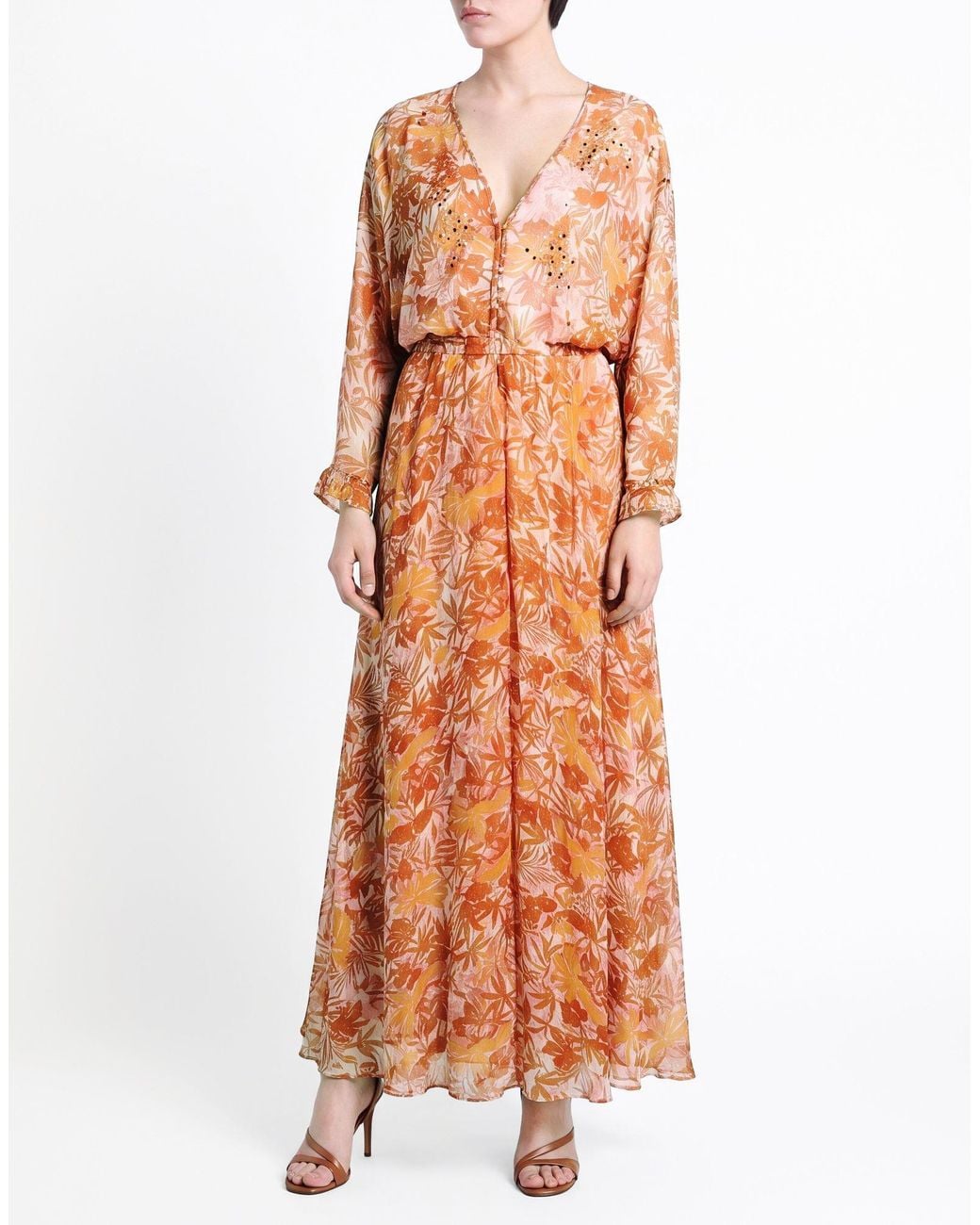 Poupette Pink Camel Maxi Dress Silk