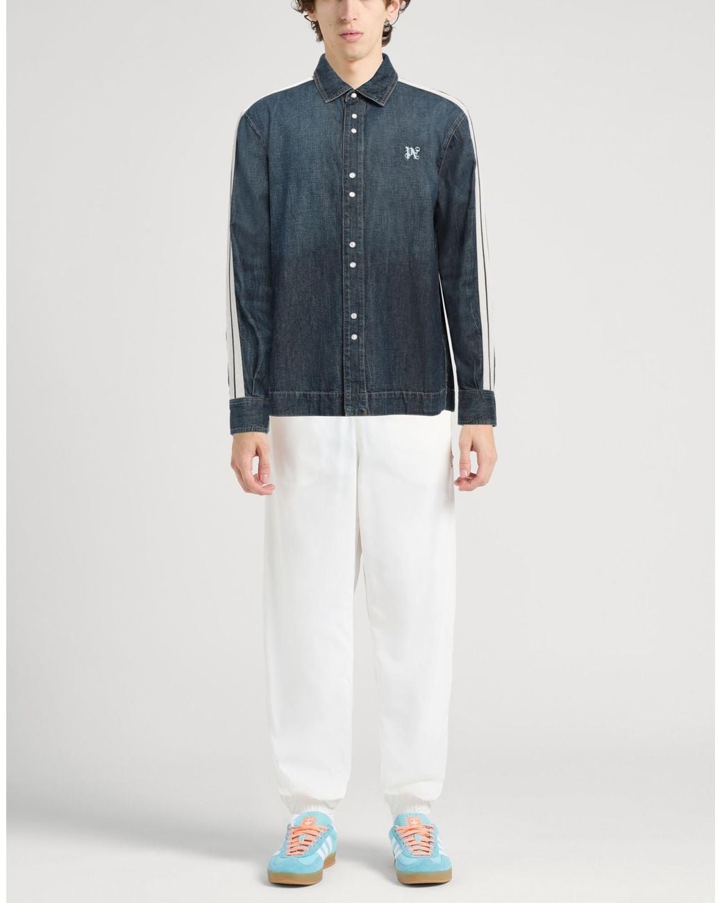 Palm Angels Blue Denim Shirt for men