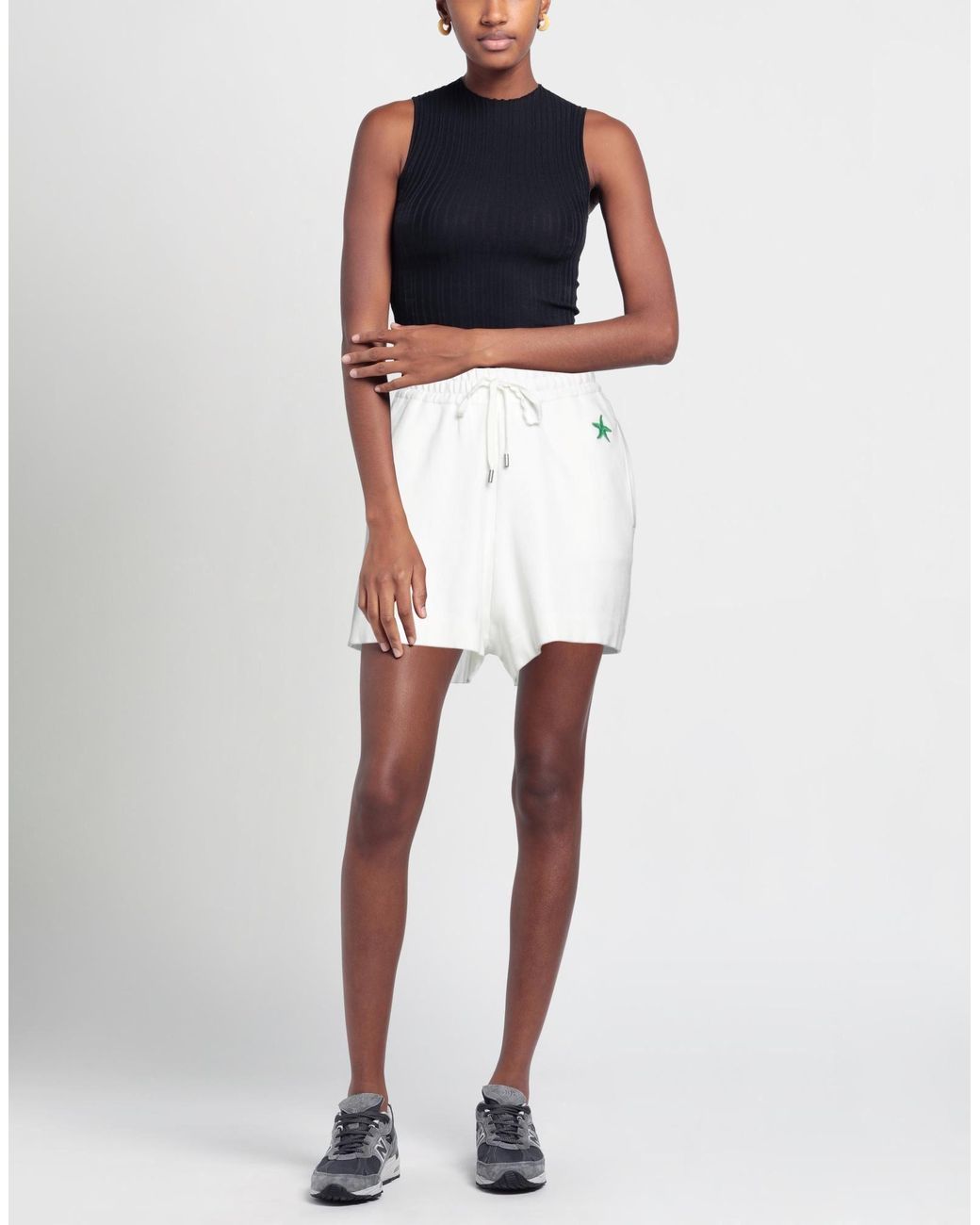 Sandro White Embroidered French Terry Shorts