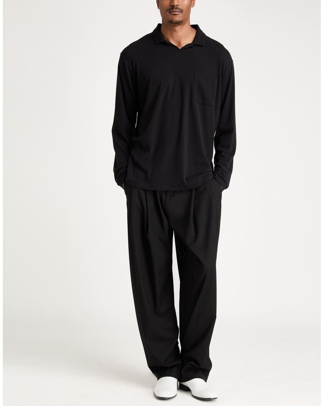 Giorgio Armani Black Polo Shirt Cotton, Cashmere, Elastane for men