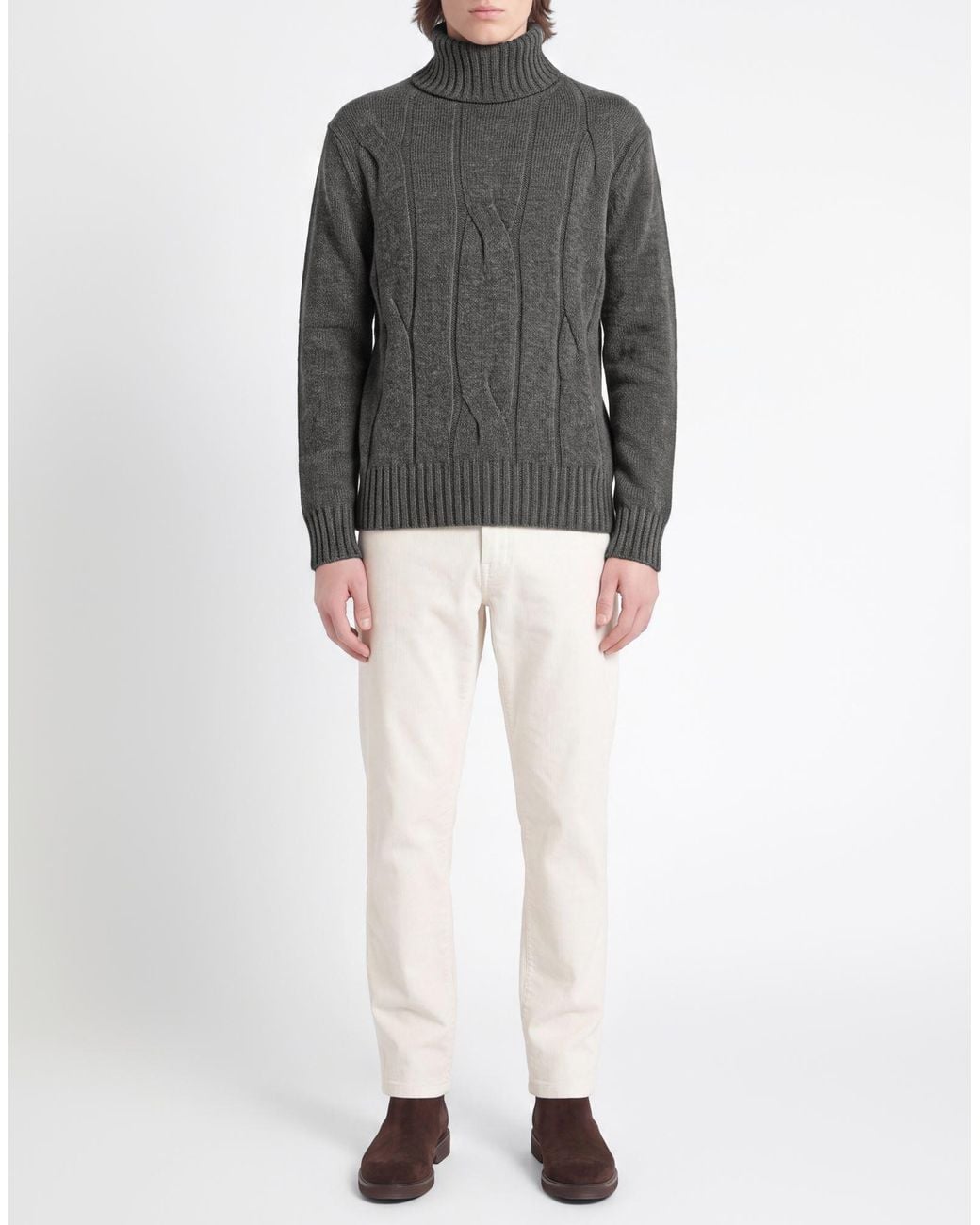 Alpha Studio Gray Turtleneck Cashmere for men