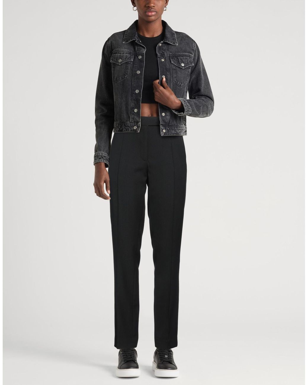 Acne Black Pants Polyester, Wool