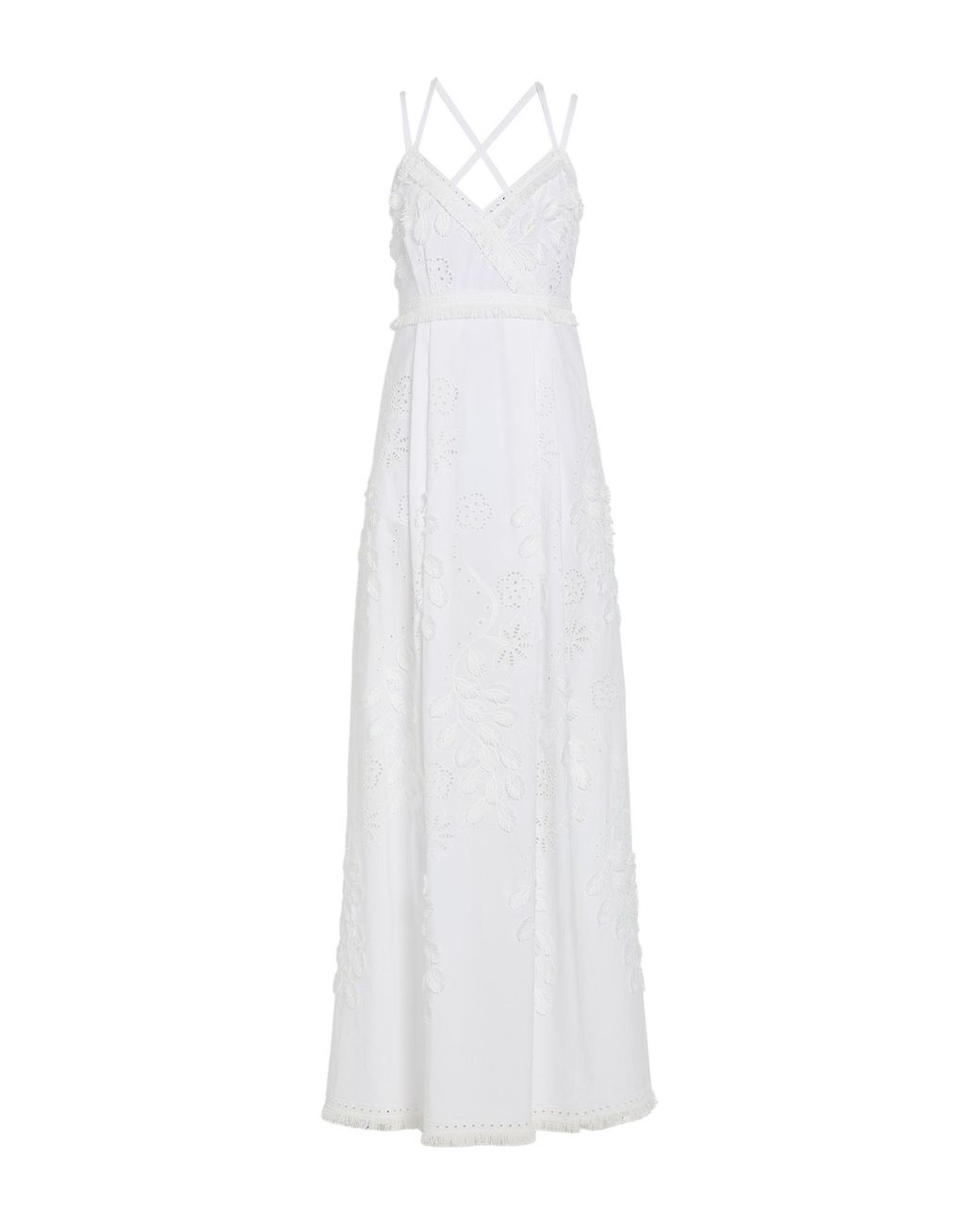 Alberta Ferretti White Maxi Dress Polyester, Cotton