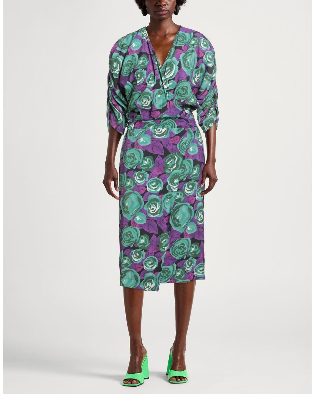 8pm Blue Midi Dress Rayon, Polyester