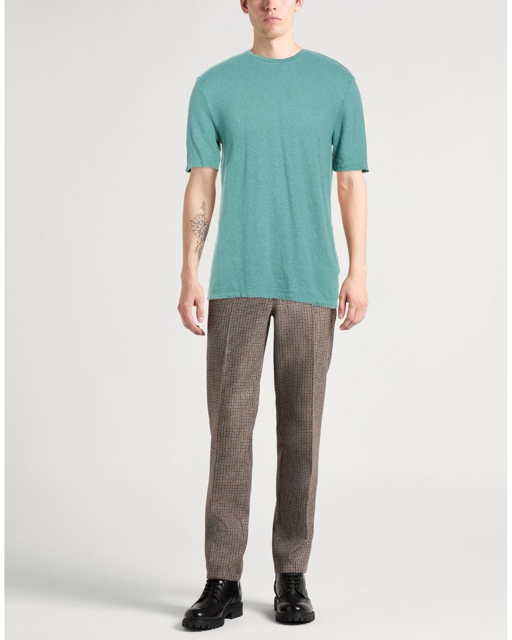 Majestic Filatures Blue T-Shirt Linen, Elastane for men