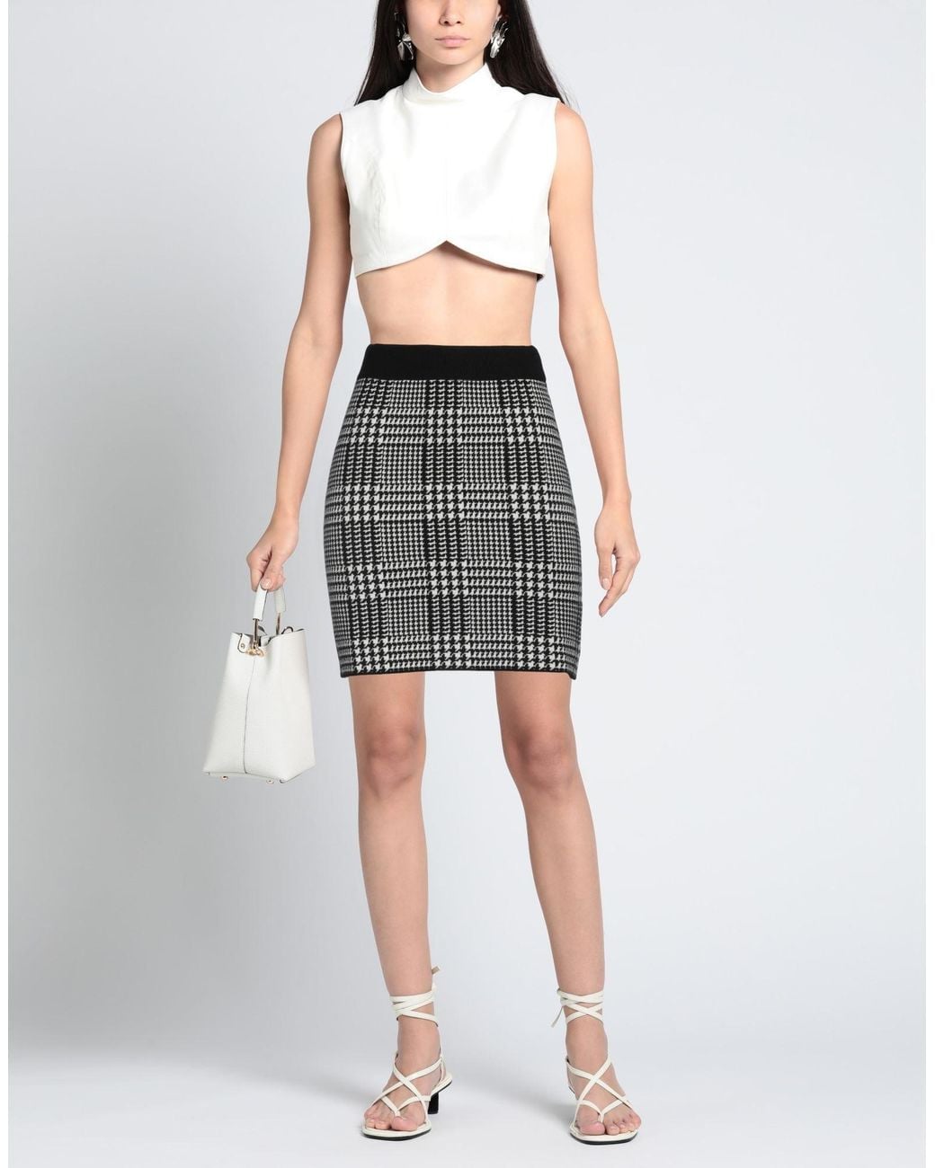 Cashmere Company Black Mini Skirt Wool, Cashmere, Nylon, Elastane