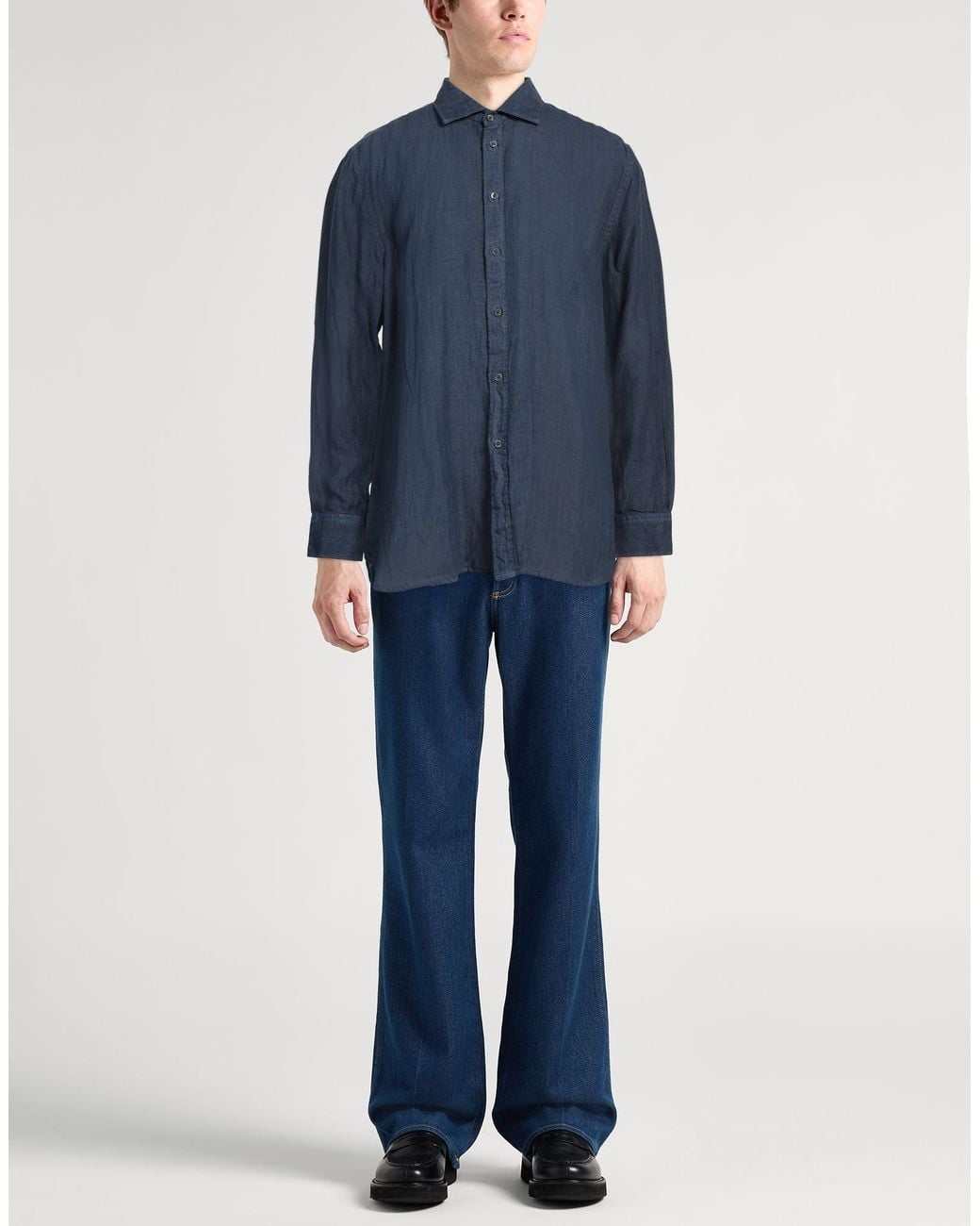 120% Lino Blue Shirt for men