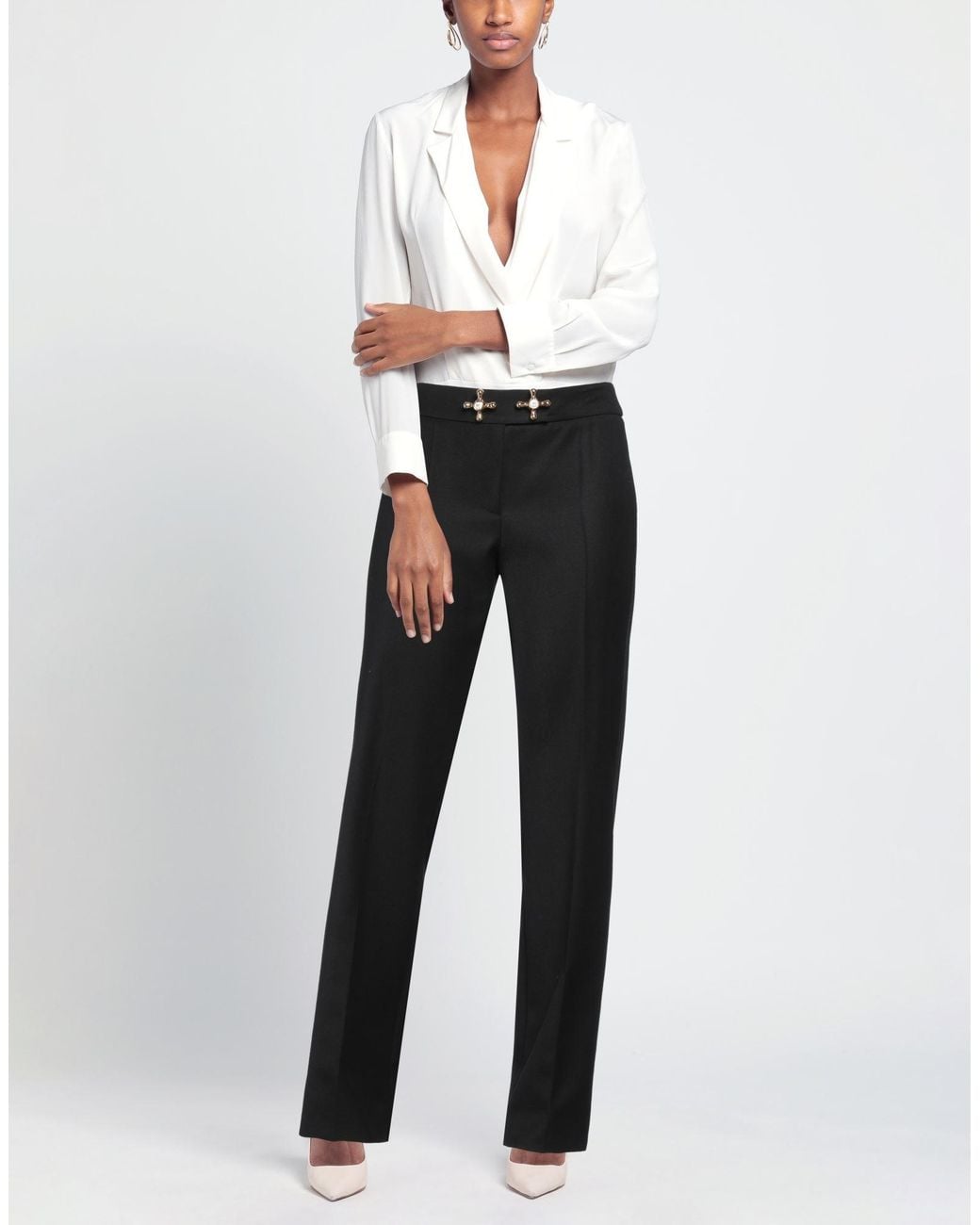 Moschino Black Couture Pants Virgin Wool